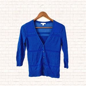 button front cardigan • NY & Co v-neck bright blue XS EUC OBO